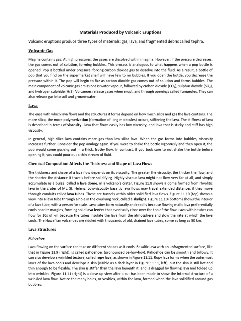 Volcanic Eruption Materials Explained | PDF | Lava | Volcano