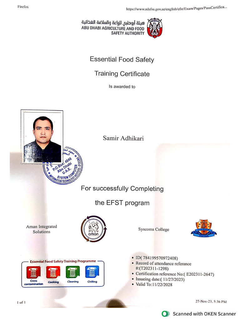 EFST Certificates | PDF