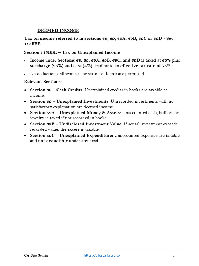 Deemed Income | PDF