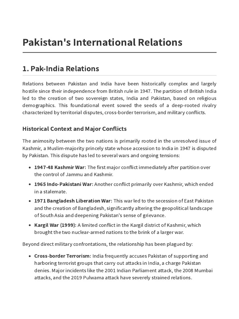 Pakistan's Complex International Relations | PDF | Crime & Violence ...