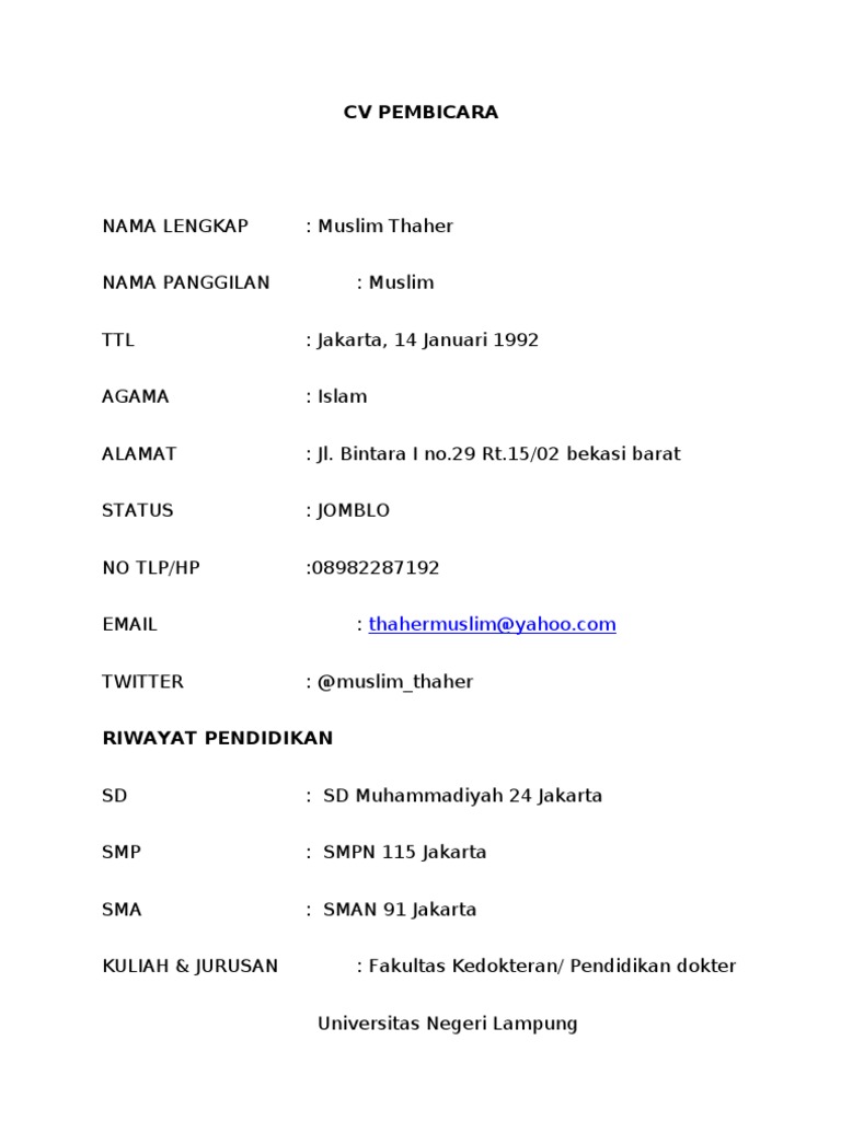 Cv Pemateri Seminar Doc Naik Kelas