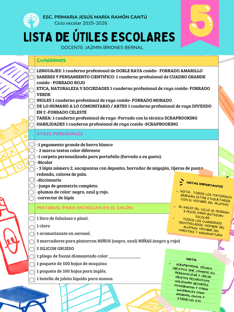 Lista de útiles escolares 2025 | PDF | Procesamiento de imágenes ...