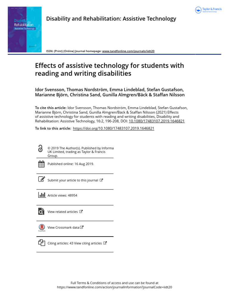 Effects of Assistive Tech on Reading Disabilities | PDF | Reading ...