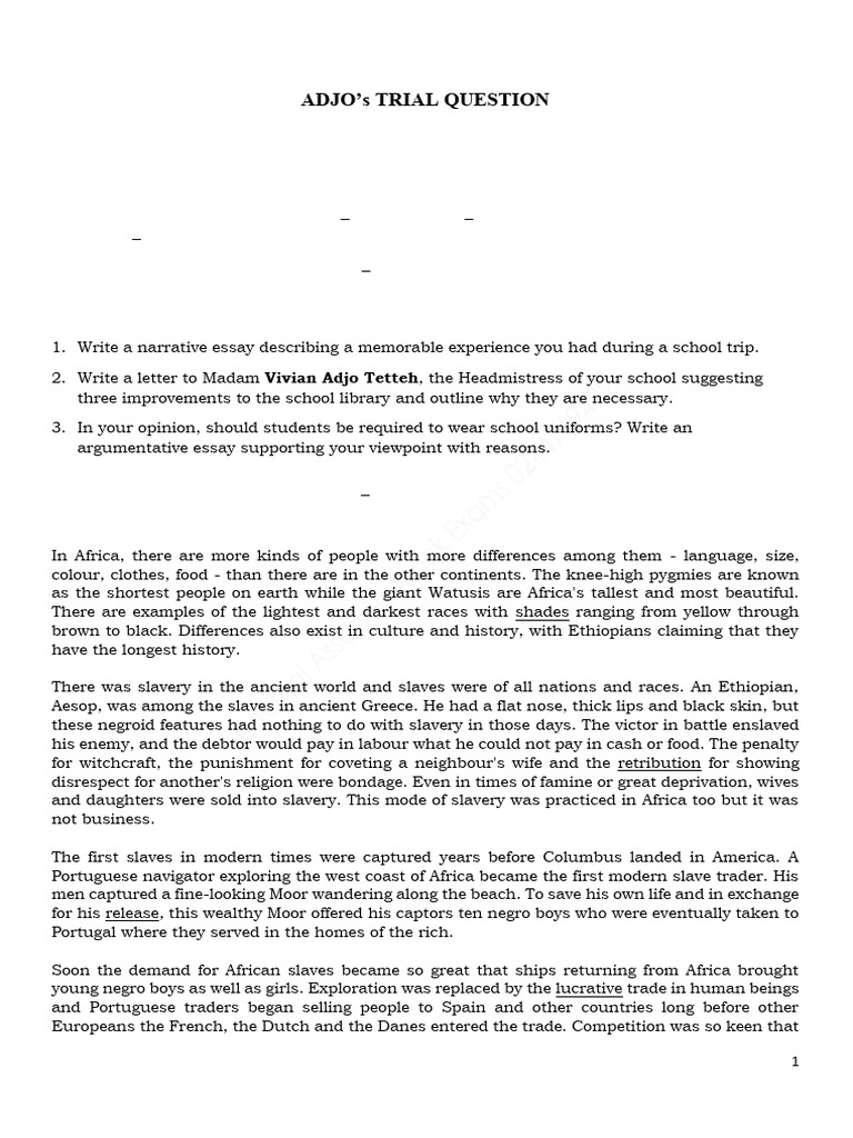 2025 English Language Mock Exam Guide | PDF | Slavery