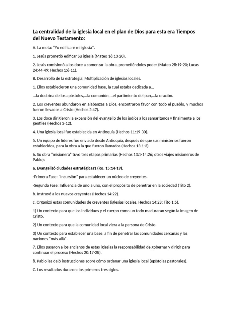 La Iglesia Local en el Plan de Dios | PDF
