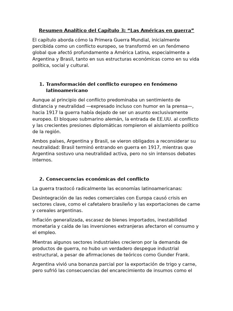 Impacto de la Primera Guerra en América Latina | PDF | Brasil | Inflación