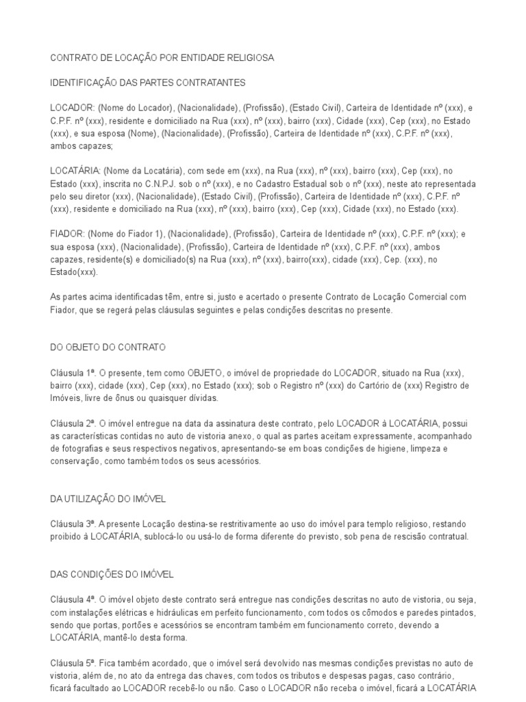 Contrato Locacao Igreja | Governo | Política