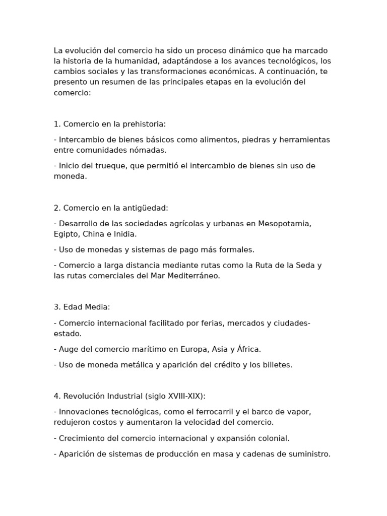 Evolución del Comercio a lo Largo de la Historia | PDF