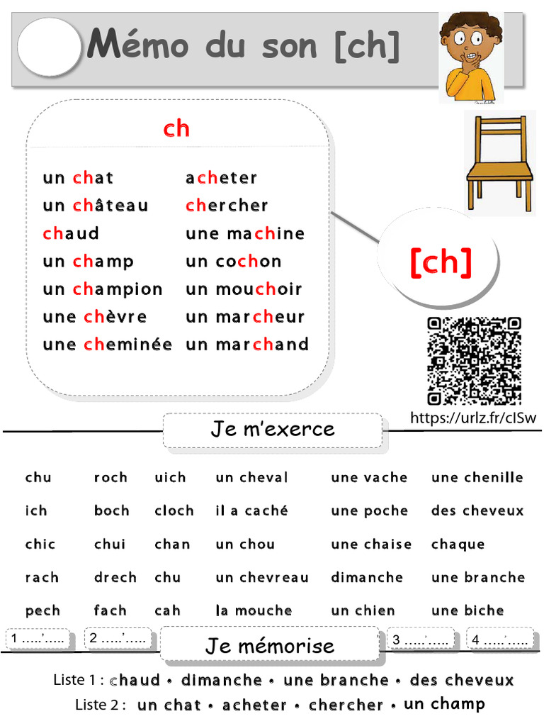 Mémo des sons [ch], [j], [JQ], [iOO] | PDF