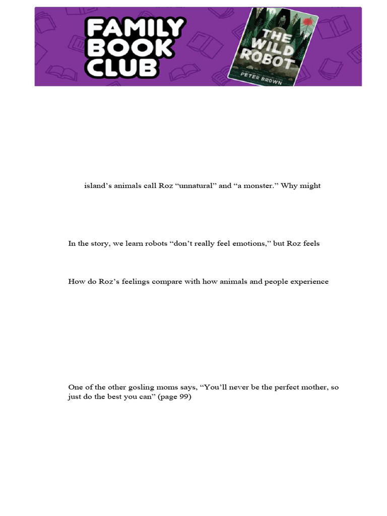 Discussion Questions for The Wild Robot PDF