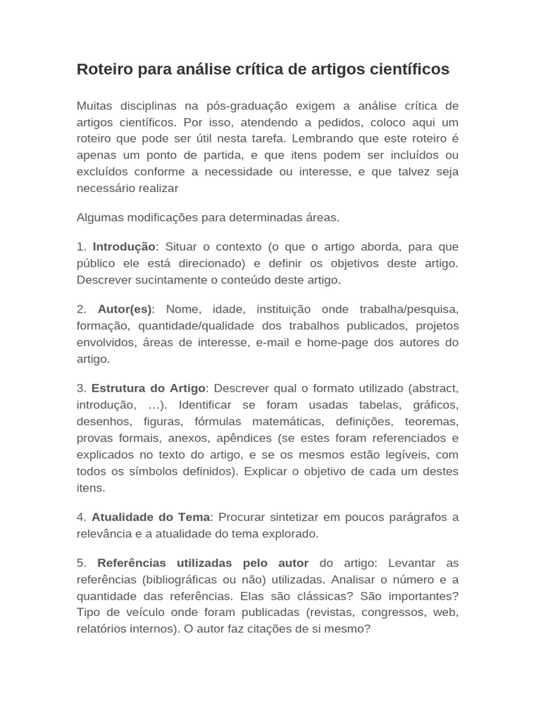 Roteiro para Síntese de Artigos Científicos | PDF | Abstract (resumo ...
