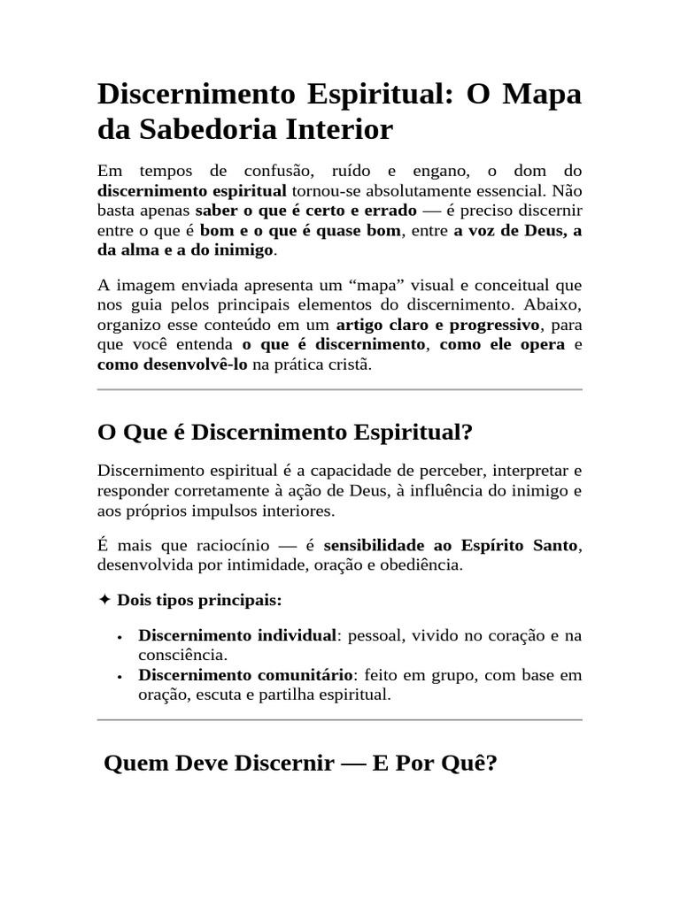 Discernimento Espiritual: O Mapa Da Sabedoria Interior | PDF | Deus ...
