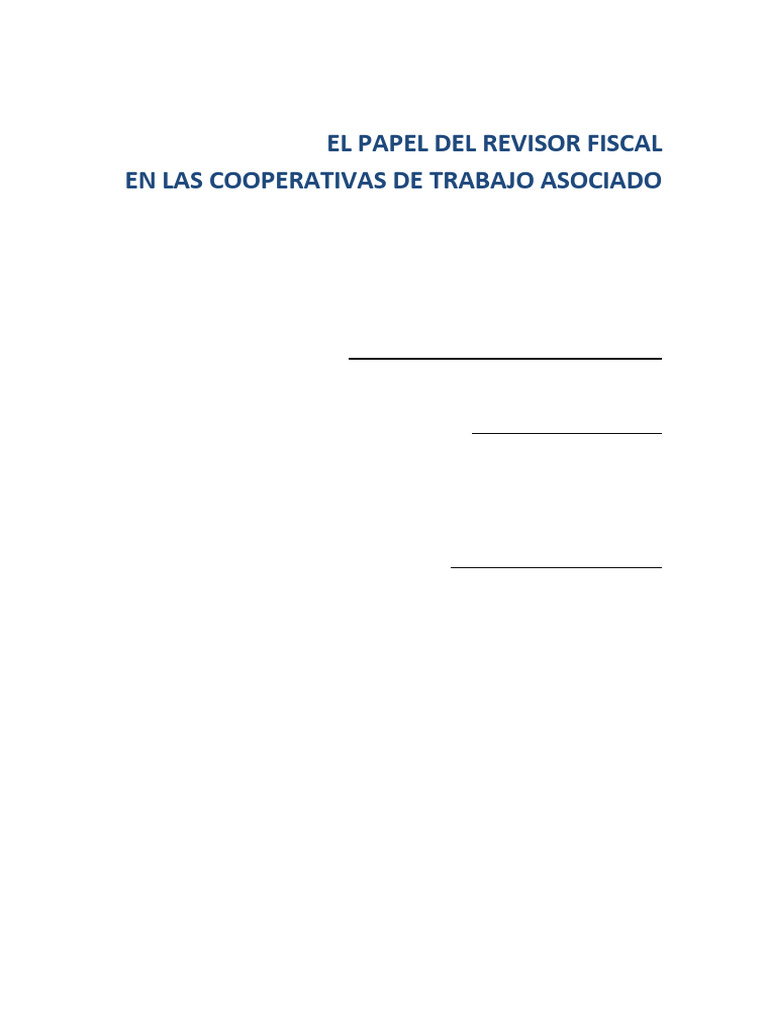 Revisor Fiscal en Cooperativas Asociadas | PDF | Cooperativa | Contador