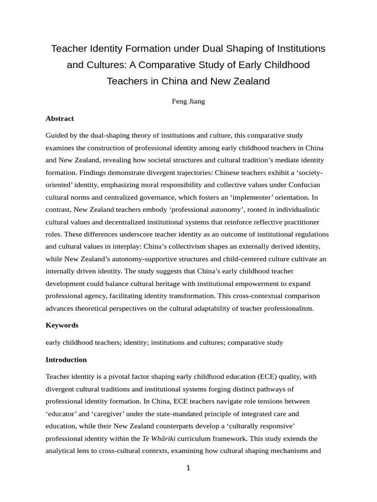Comparative Ethics of Teachers in China and NZ | PDF | Identity (Social ...