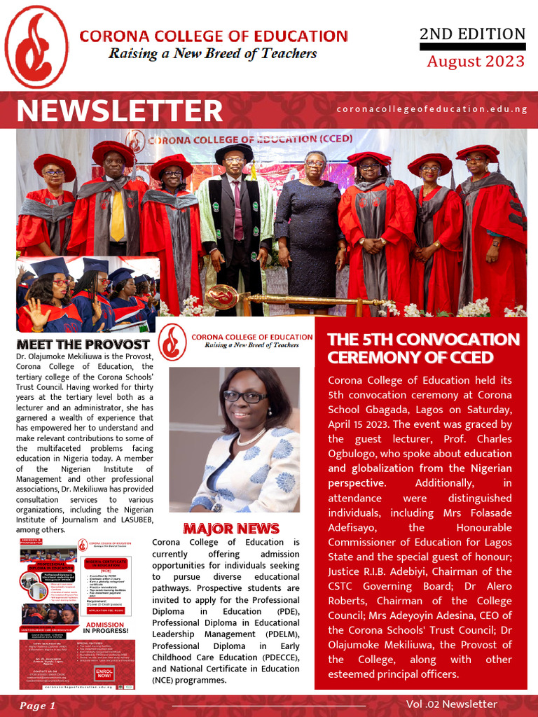CCED August 2023 Newsletter | PDF | Teachers | Learning