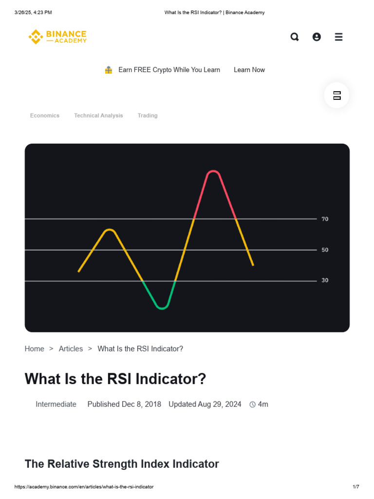 What Is The RSI Indicator - Binance Academy | PDF | Financial Markets |  Economies