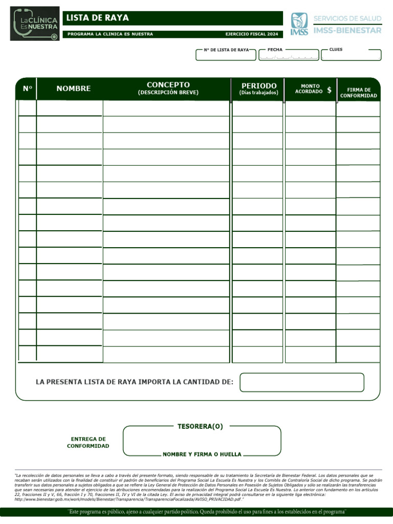 Formato - Lista de Raya - Ef24 - 31 - 01 - 24 Euni 3 | PDF