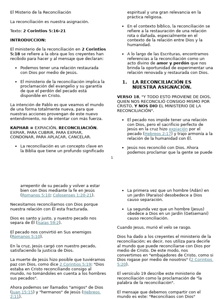 El Ministerio de la Reconciliación | PDF | Pecado | Cristo (título)