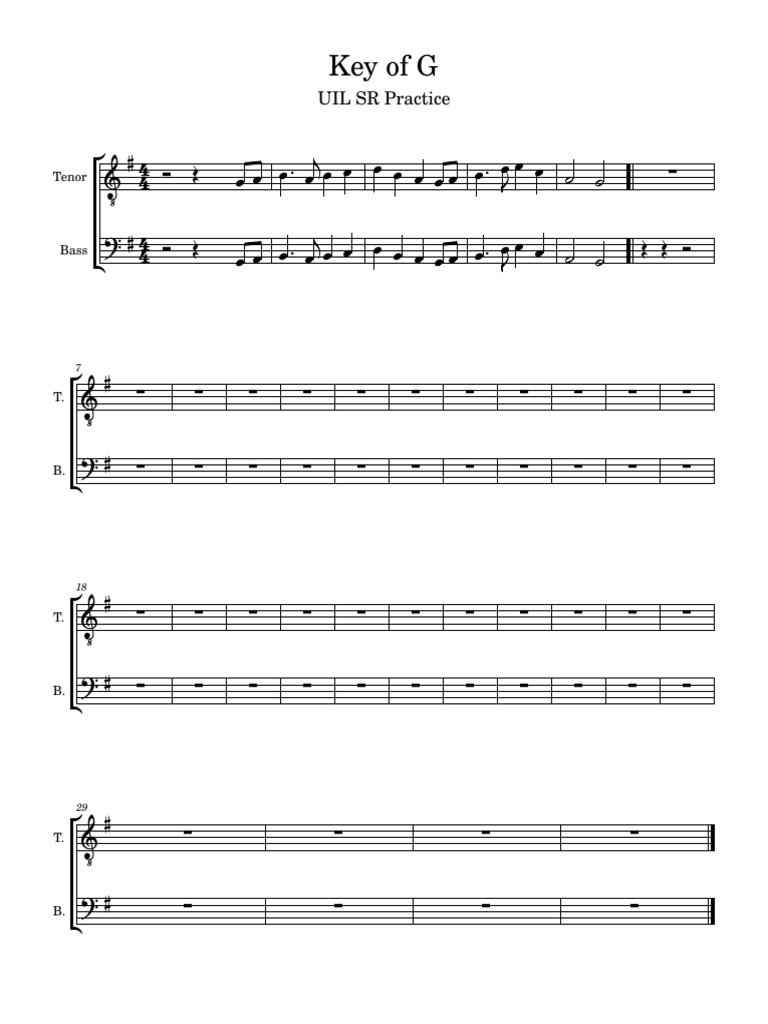 UIL SR Practice in Key of G | PDF