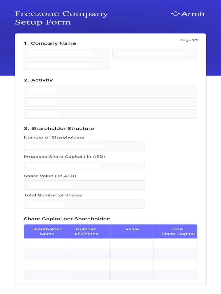 Freezone Company Setup Form New Final Edited | PDF