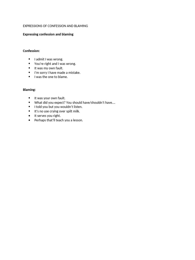 Expressions of Confession and Blaming | PDF