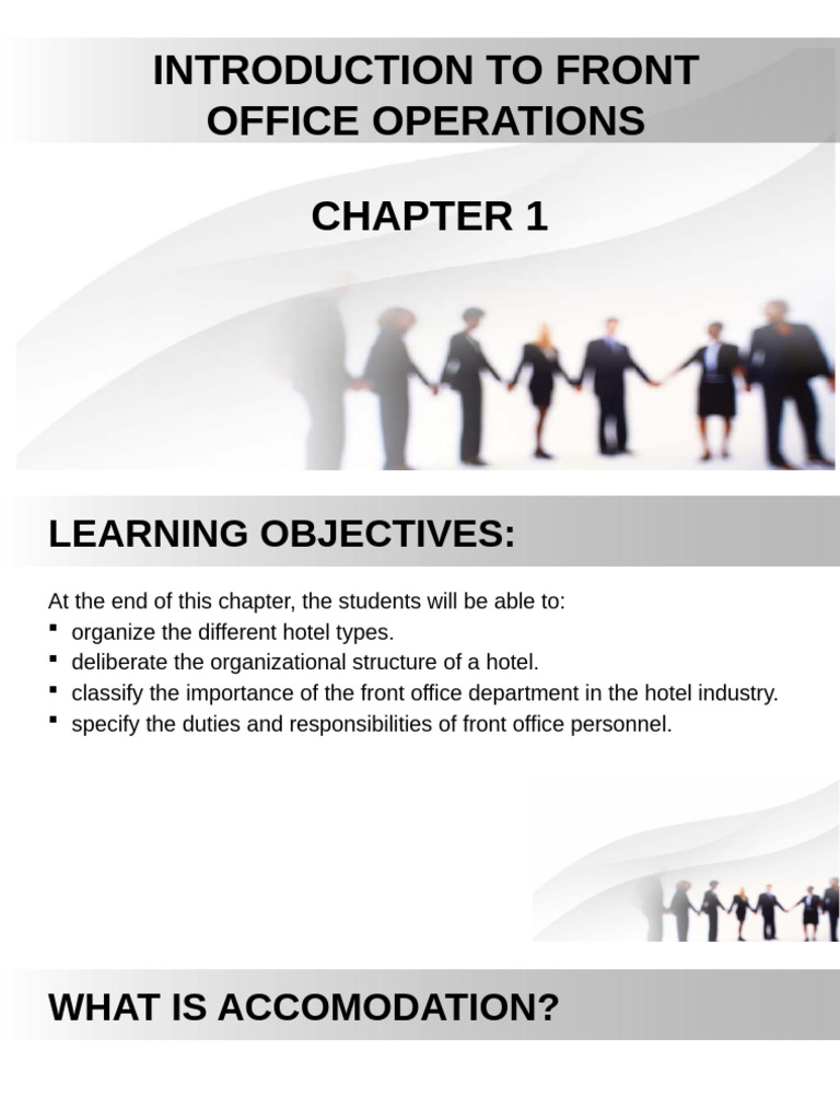 Chapter 1 Introduction To Front of Fice Operations | PDF | Hotel