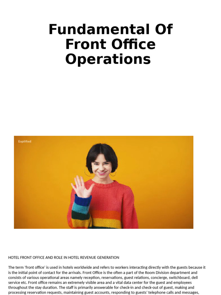 Hotel Front Office Operations Overview | PDF | Point Of Sale | Audit