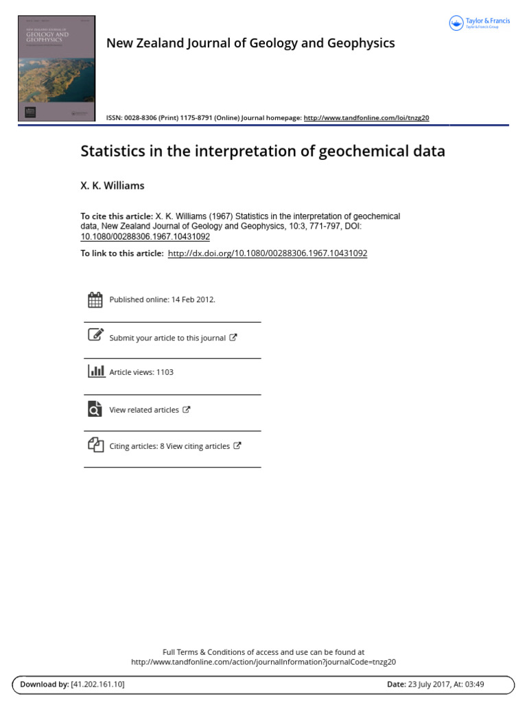 Statistical Methods in Geochemical Analysis | PDF