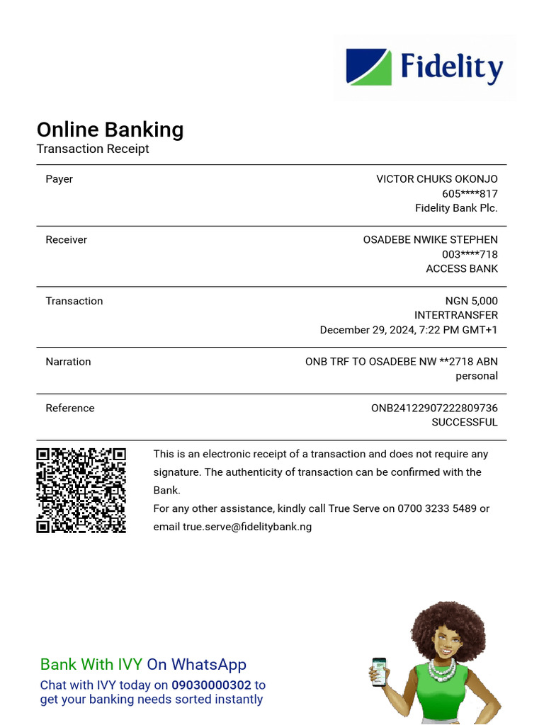 Online Banking: Transaction Receipt | PDF