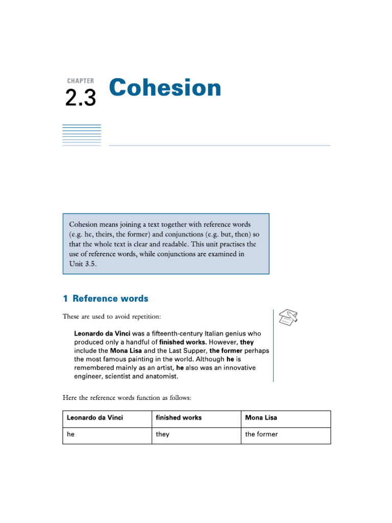 Cohesion Workbook | PDF