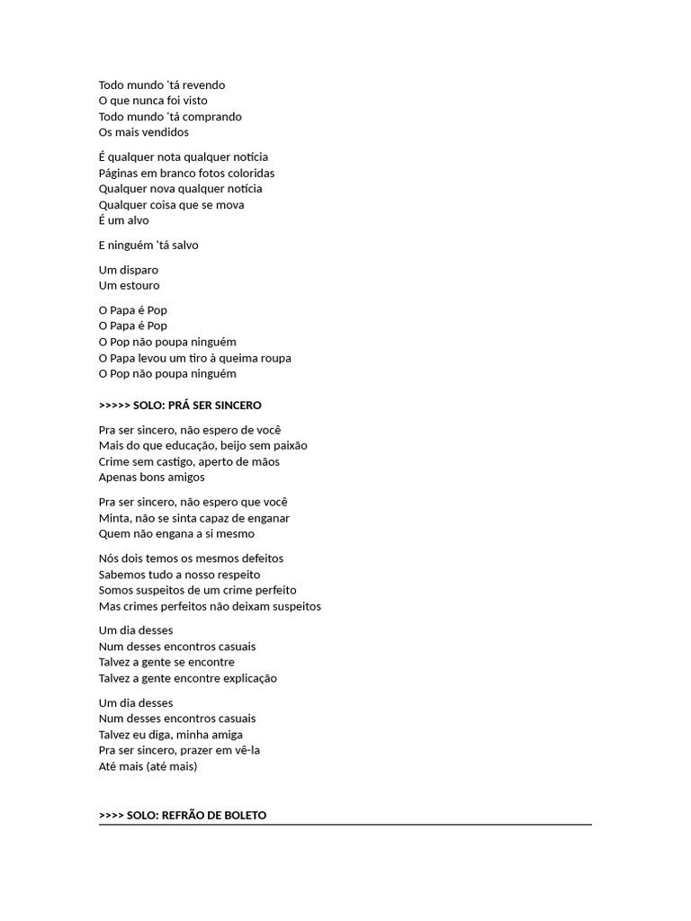 Letras de Música: Reflexões e Emoções | PDF