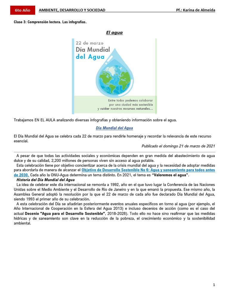Importancia del Agua y Días Conmemorativos | PDF | Agua | Entorno natural