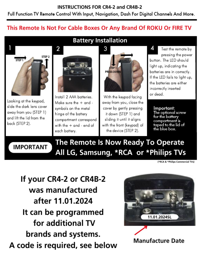 CR4-2/CR4B-2 Remote Setup Guide | PDF | Computing | Consumer Electronics
