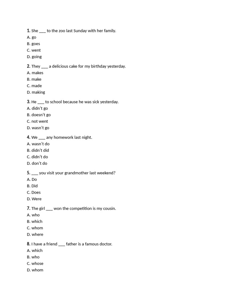 English Grammar Quiz: Fill in the Blanks | PDF