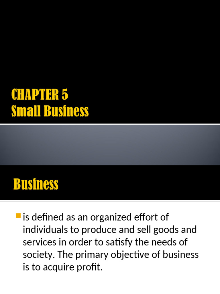 Chapter 5 Small Business | PDF | Business | Employment