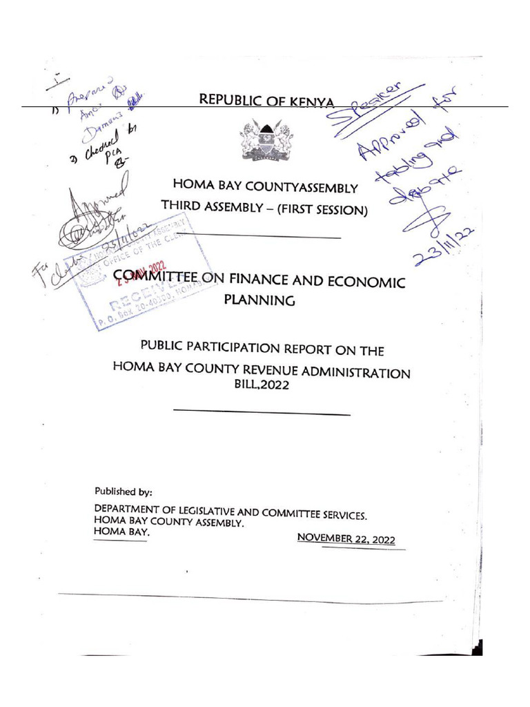 Homa Bay County Revenue Bill Report | PDF | License | Fine (Penalty)