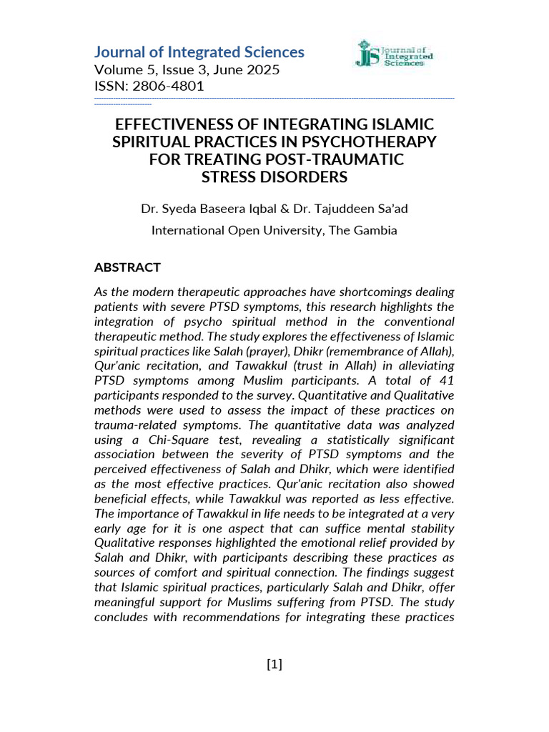 Islamic Practices for PTSD Relief | PDF | Psychological Trauma ...