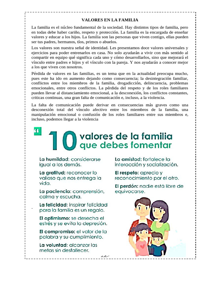 Valores Esenciales en la Familia | PDF