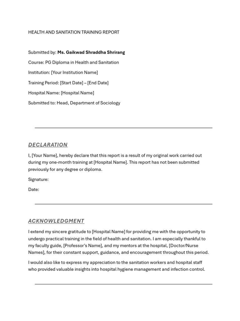 Health and Hygiene in Hospital Training | PDF | Hygiene | Sanitation