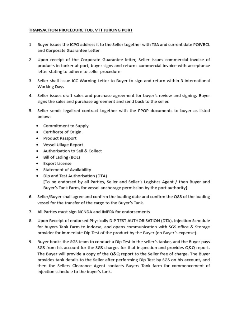 FOB Transaction Procedure Overview | PDF | Receipt | Bill Of Lading
