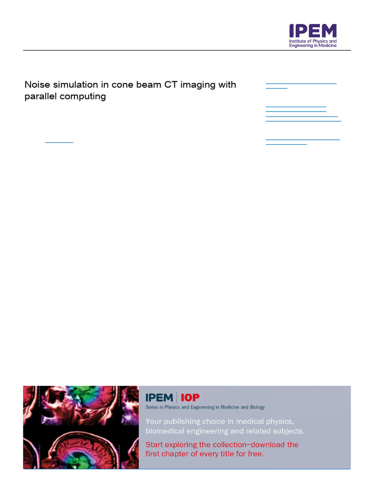 Cone Beam CT Noise Simulation Study | PDF