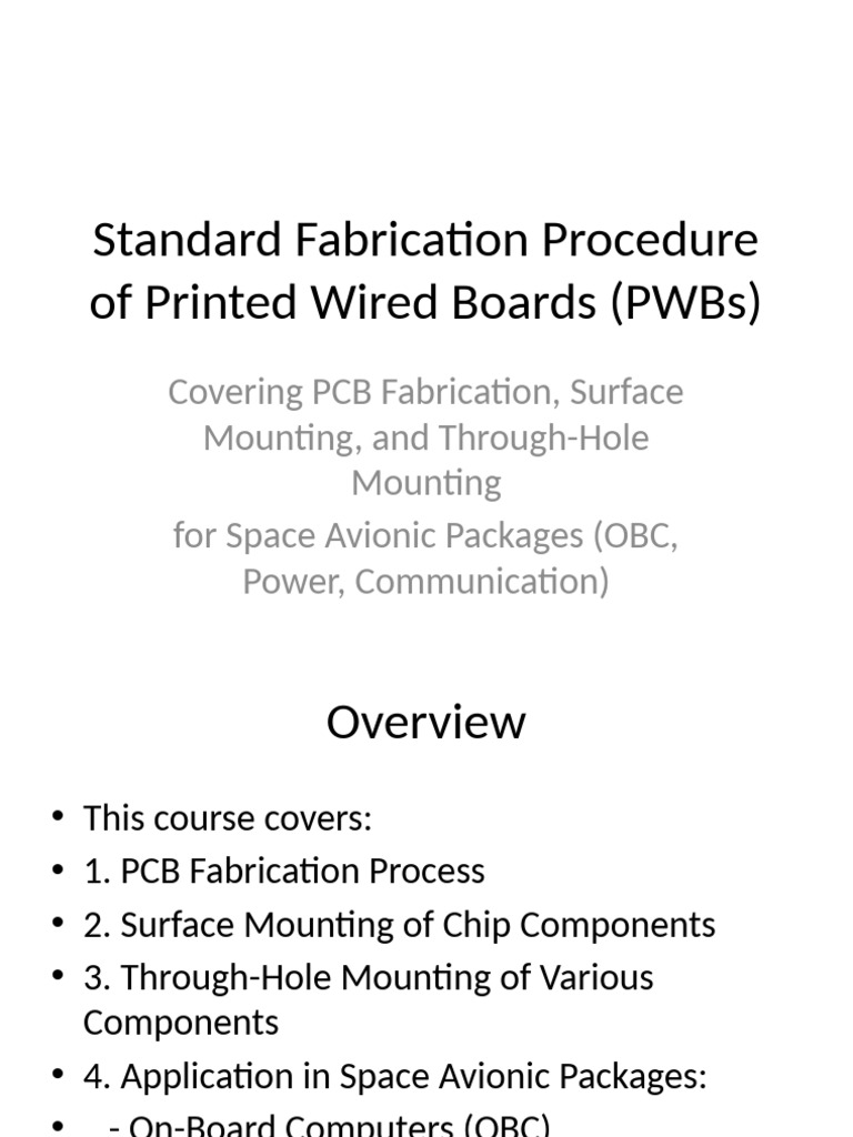 PWB Fabrication for Space Avionics | PDF