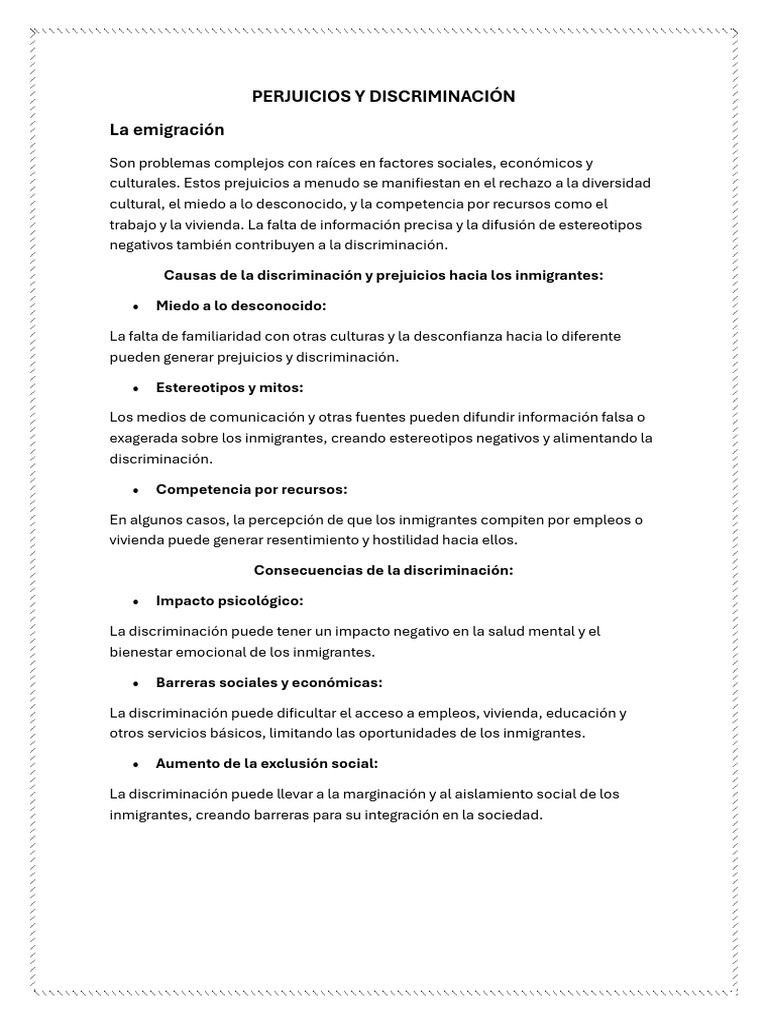 Causas y Consecuencias de la Discriminación | PDF | Discriminación ...