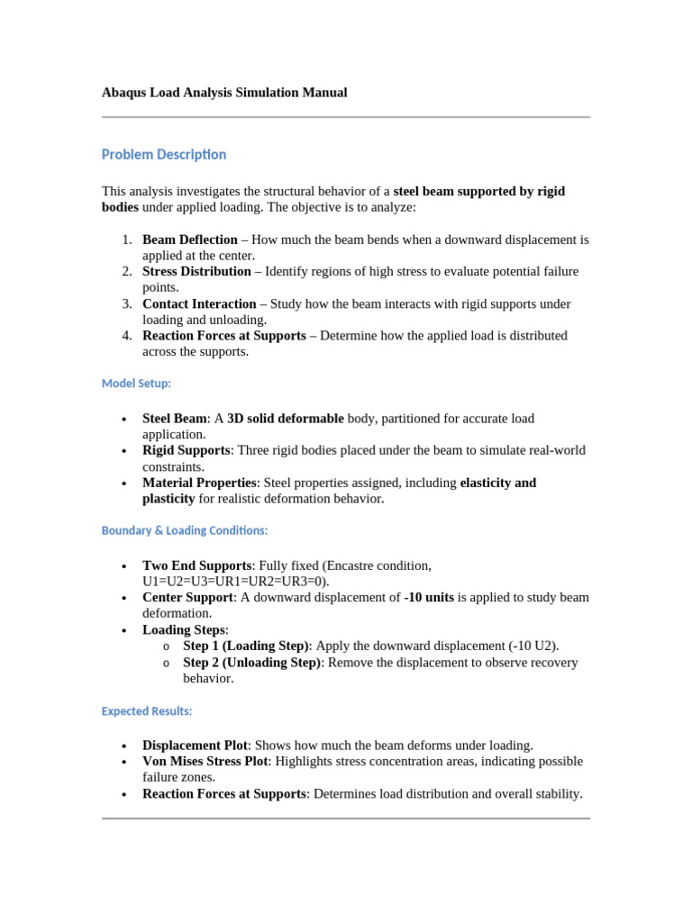 Abaqus Steel Beam Load Analysis Guide | PDF | Deformation (Engineering ...