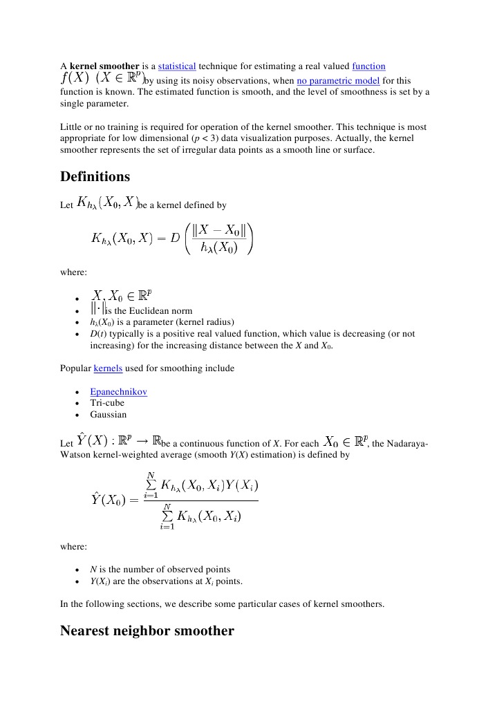 A Kernel Smoother Is A Statistical Technique For Estimating A Real ...