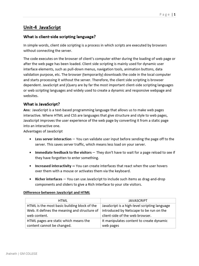 Client-Side Scripting with JavaScript | PDF | Document Object Model ...