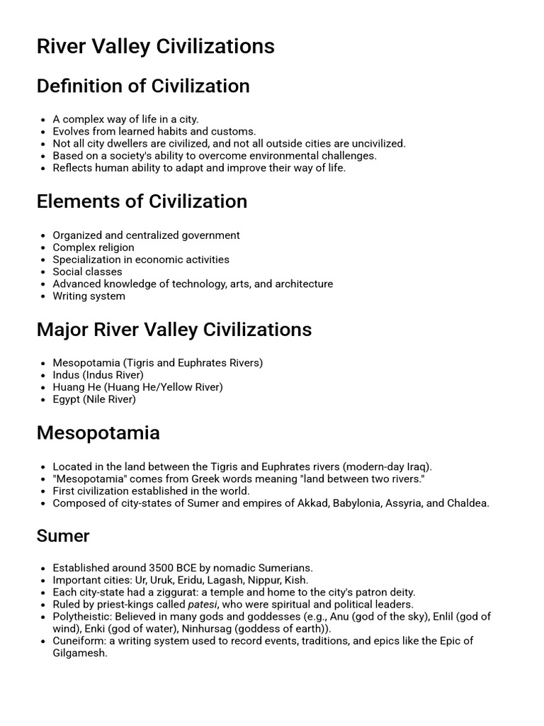 Overview of River Valley Civilizations | PDF | Ancient Egypt | New ...