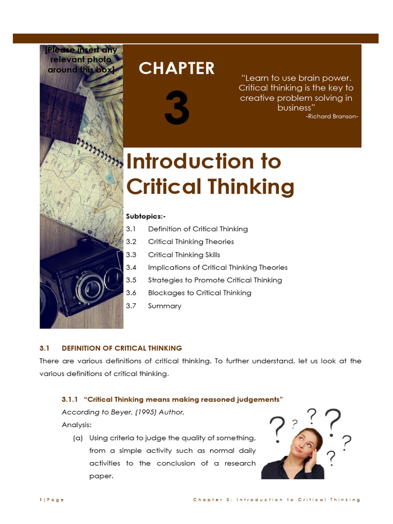 Introduction to Critical Thinking Skills | PDF | Critical Thinking ...