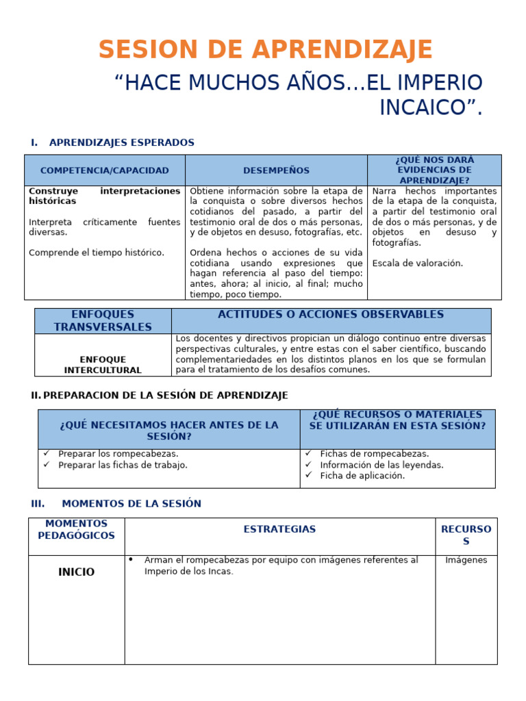 Aprendizaje sobre el Imperio Incaico | PDF | Imperio Inca