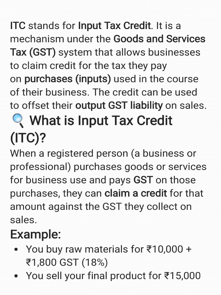 Itc and Conditions To Claim Itc | PDF